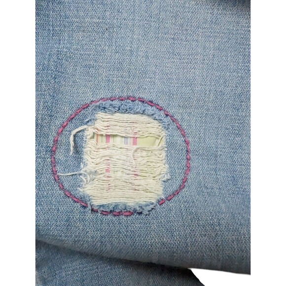 IZOD Jeans WOMEN 16 Blue Stretch Wide Leg PINK PATCHES Classic Ladies Vintage - Picture 8 of 8